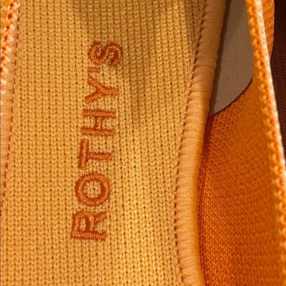 Rothy’s Tangerine Flats, with blue trim on back SZ 8 EUC - Picture 10 of 11